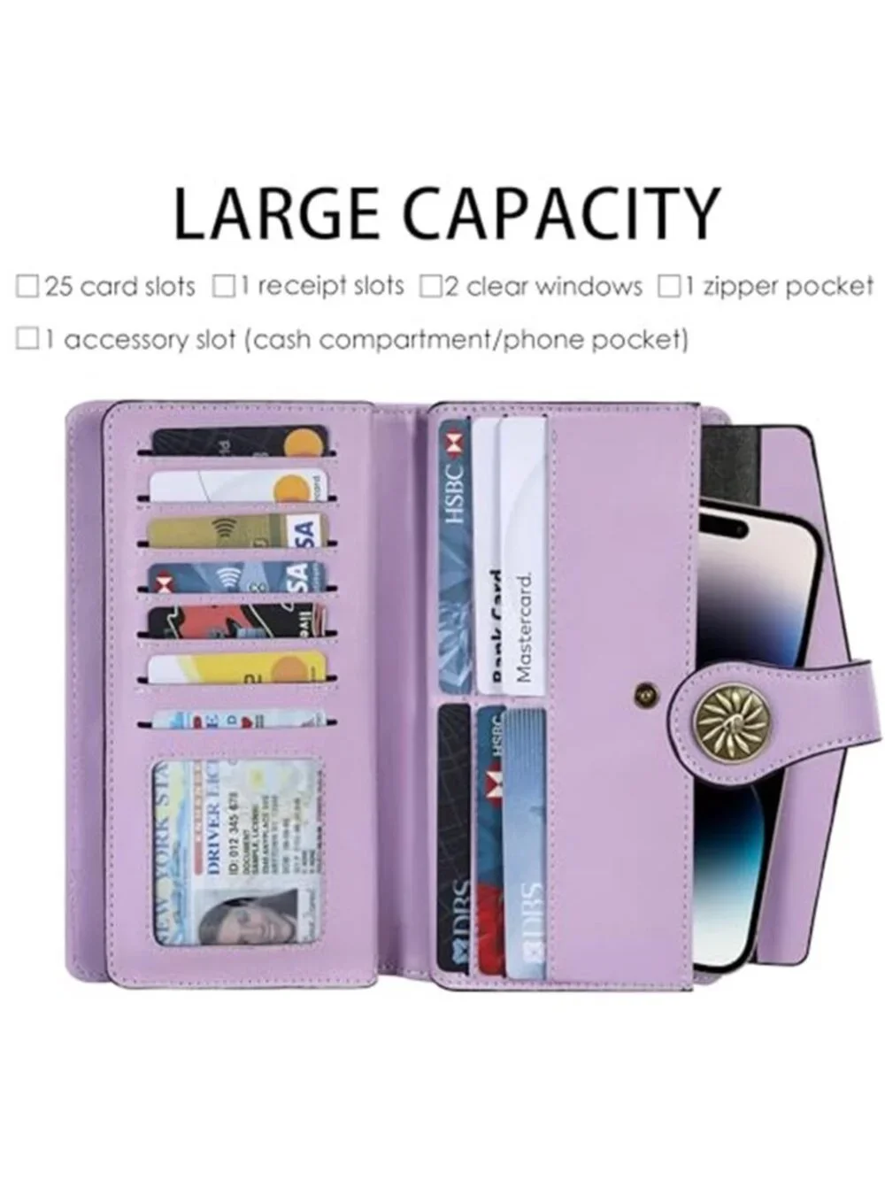 Travelambo Women's Wallet RFID Blocking Trifold Clutch Large Capacity Credit